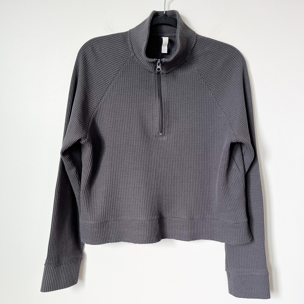 Z by Zella Reset 1/2 Zip Waffle Knit‎ Pullover Womens Medium Gray - Picture 3 of 10